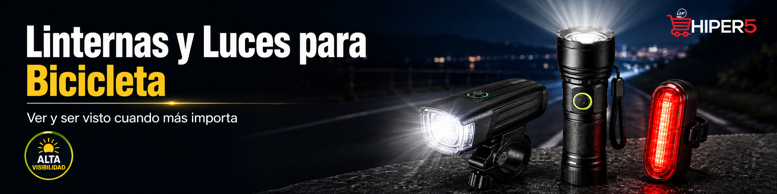 Linternas y luces para bicicleta de alta visibilidad en Hiper5