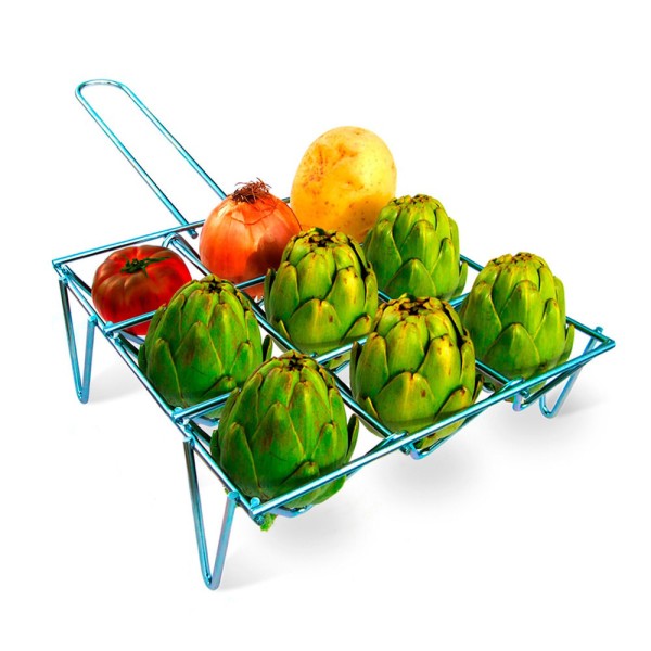 Parrilla para verduras con acabado zincado, capacidad 9 piezas, 26 x 8,5 x 26 cm